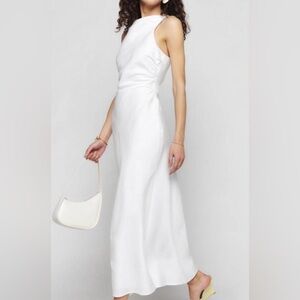 Reformation Ivory linen halter dress